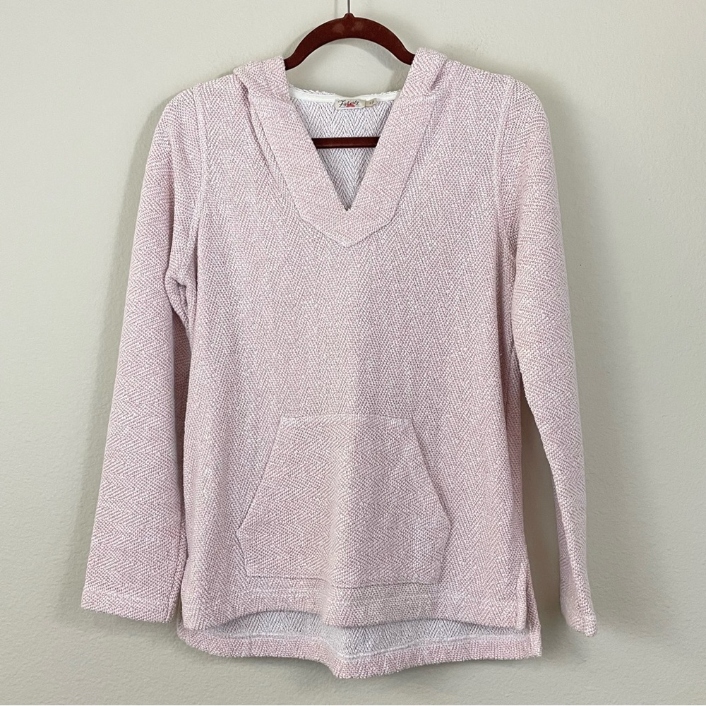 Faherty Seabrook French Baja‎ Terry Hoodie Sweatshirt In Light Pink Size Small